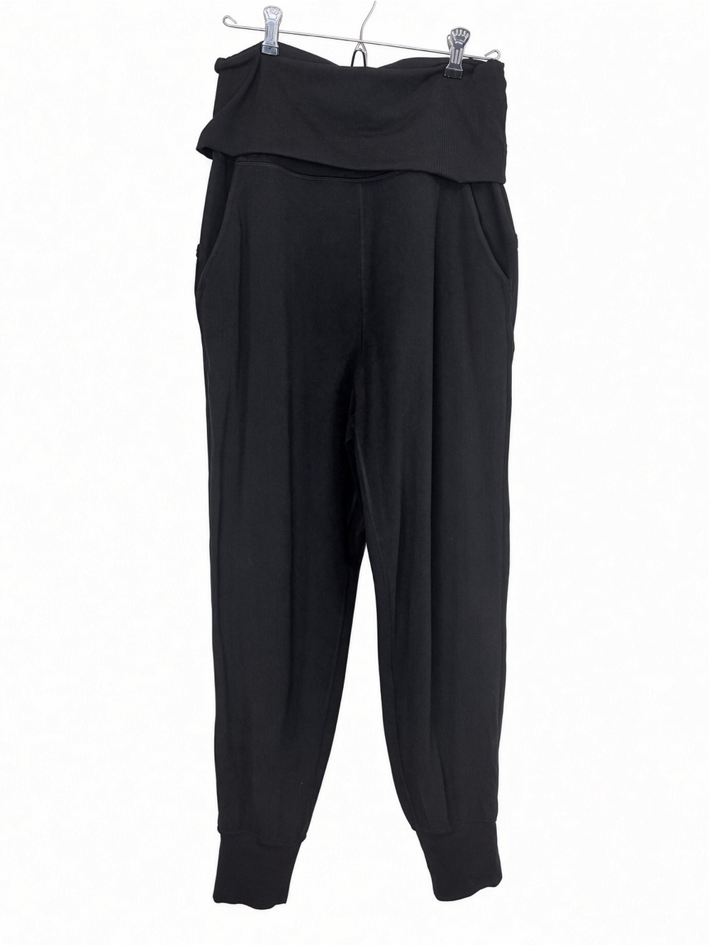 Lululemon Align Foldover High Rise Jogger Pants Black Pockets Cuffed